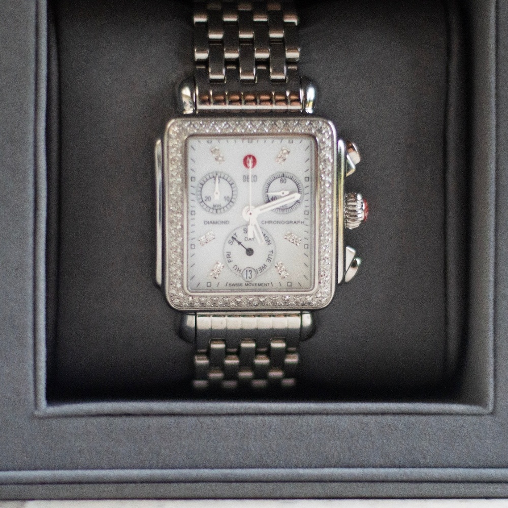 MICHELE Diamond Deco Watch- Mother of Pearl Face